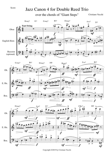 Jazz Canon 4 for Double Reed Trio