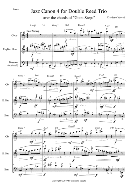 Jazz Canon 4 for Double Reed Trio