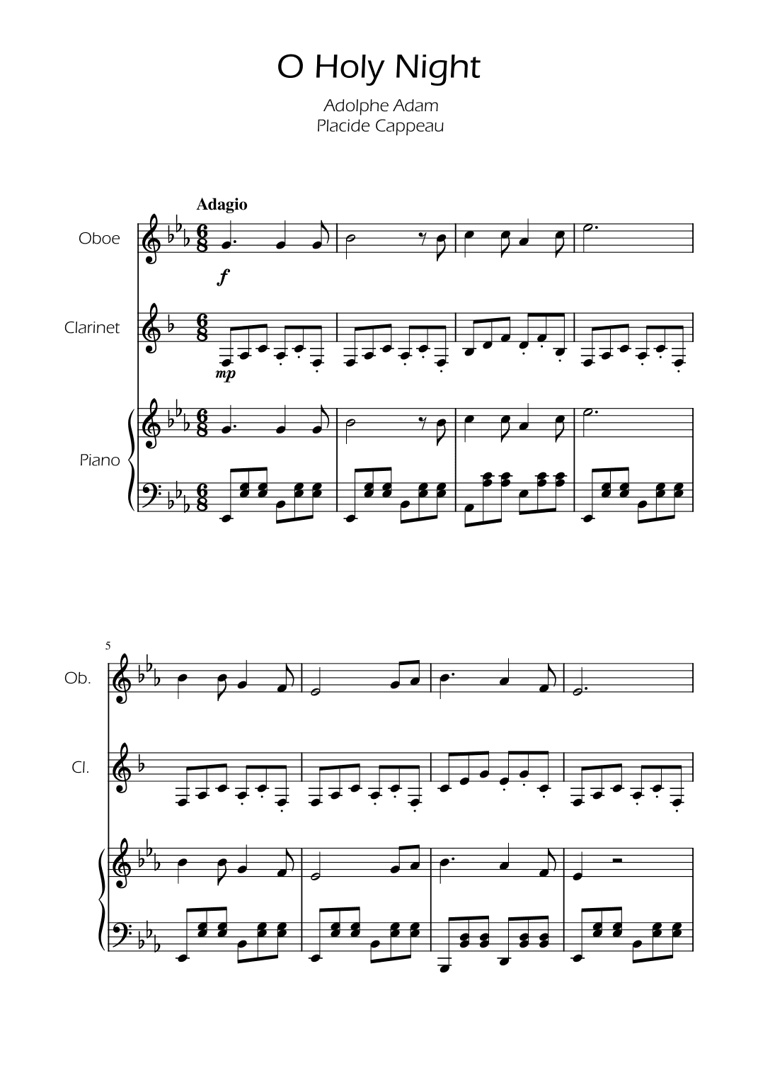 O Holy Night - Oboe and Clarinet w/ Piano (arr. Ygor Nunes)