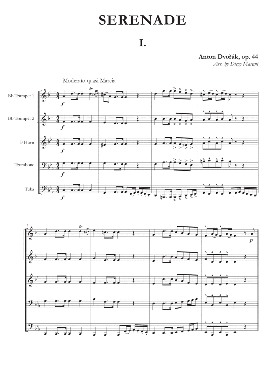 Serenade Op. 44 for Brass Quintet - 1st Movement (arr. Diego Marani)