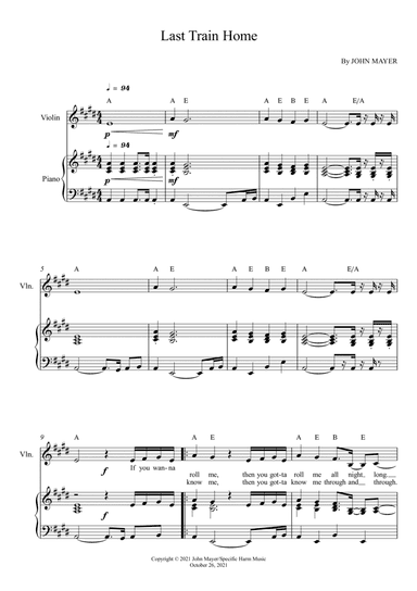 Last Train Home (arr. Wesley S. SIlva)