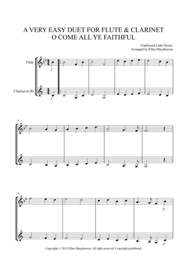 O Come All Ye Faithful - Easy Flute and Clarinet Duet (arr. Ellen Macpherson)