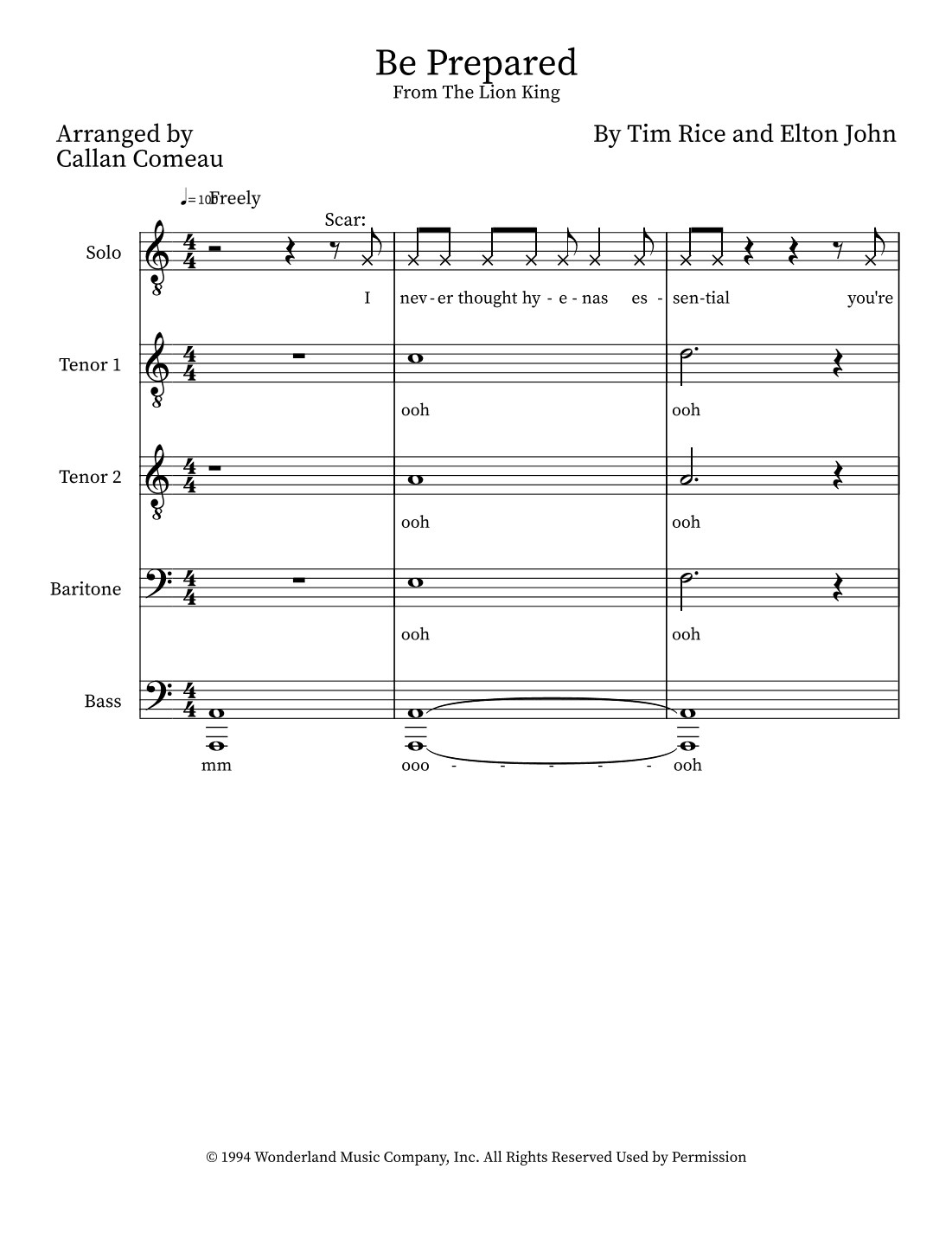 Be Prepared (arr. Callan Comeau)