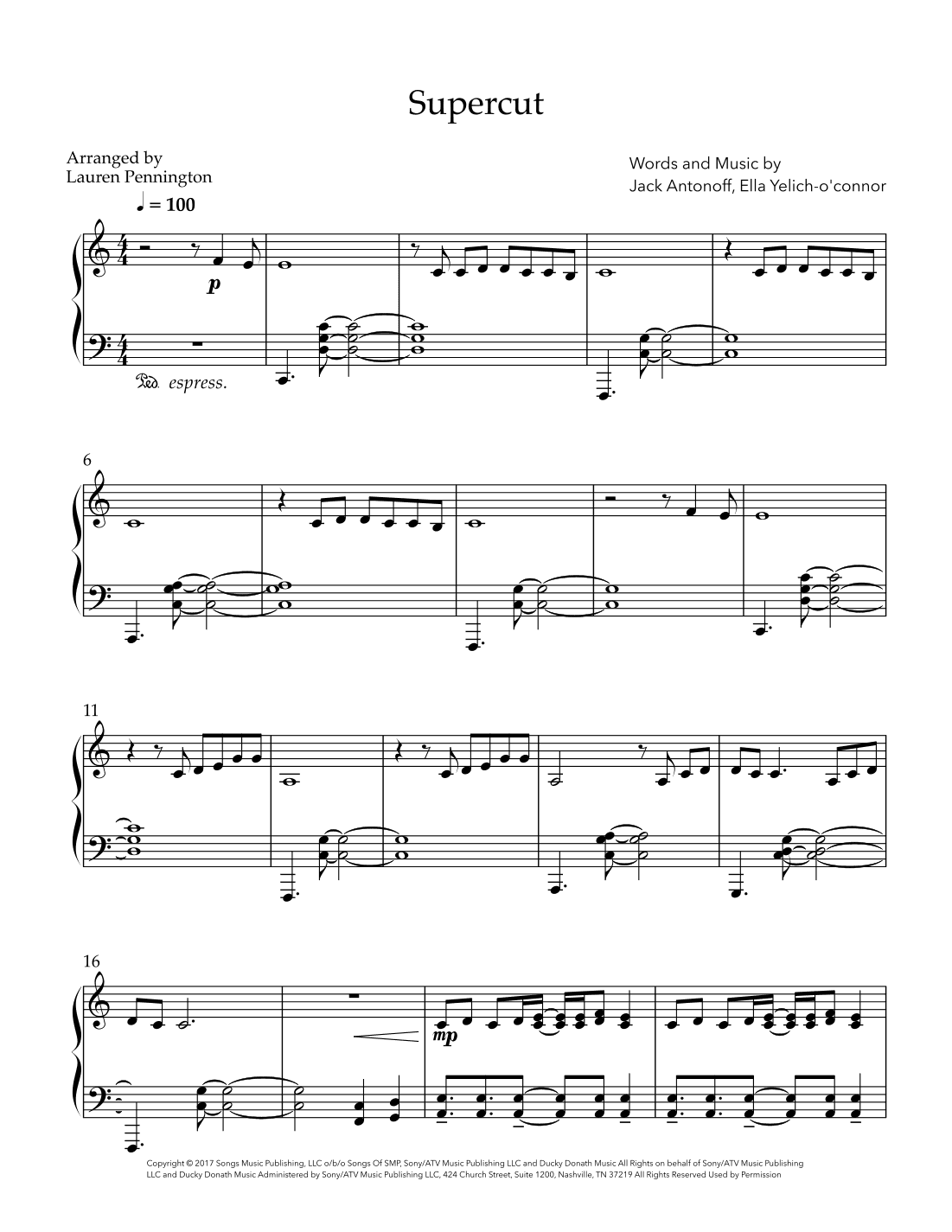 Supercut (arr. Lauren Pennington)
