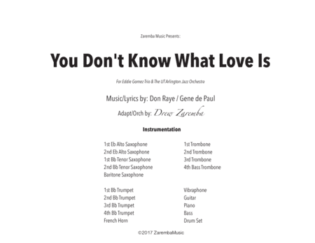 You Don't Know What Love Is (arr. Drew Zaremba, Stefan Karlsson)