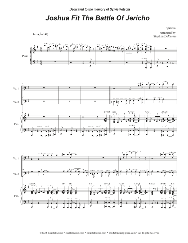 Joshua Fit The Battle of Jericho (Cello Duet) (arr. Stephen DeCesare)