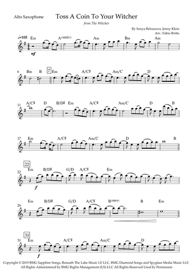 Toss A Coin To Your Witcher (arr. Fabio Britto)