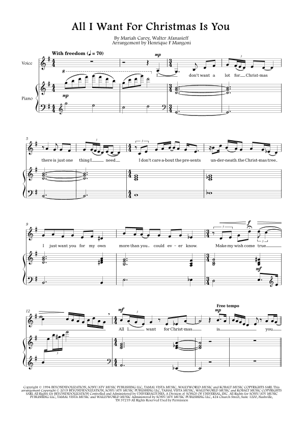 All I Want For Christmas Is You (arr. Henrique F Mangoni)