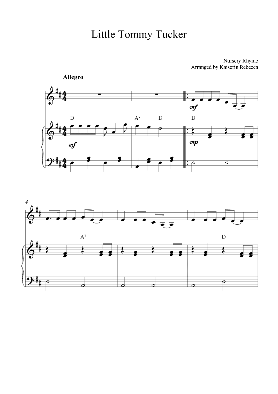 Little Tommy Tucker (arr. Kaiserin Rebecca)