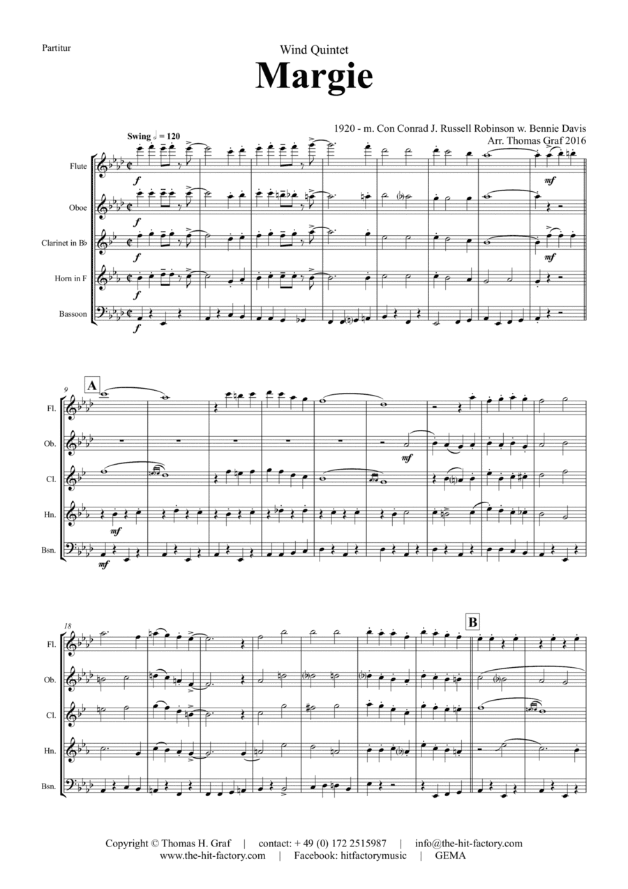 Margie - Dixieland Classic - Wind Quintet (arr. Thomas Graf)