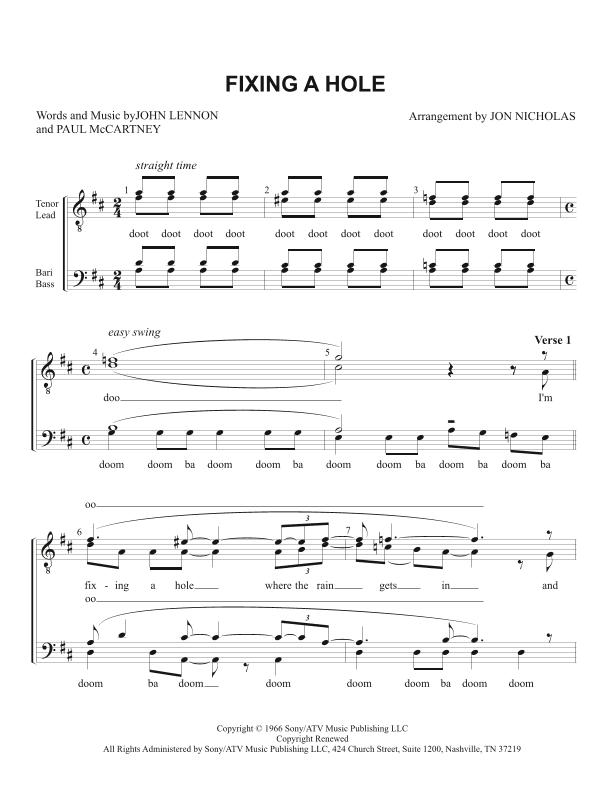 Fixing A Hole (arr. Jon Nicholas)