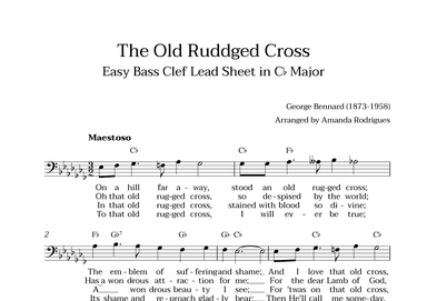 The Old Rugged Cross in Cb Major - Easy Bass Clef Lead Sheet (arr. Amanda Cerqueira Rodrigues)