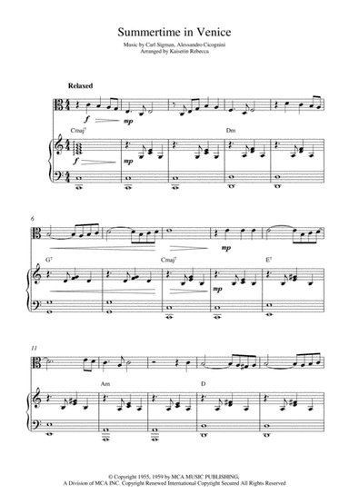 Summertime In Venice (arr. Kaiserin Rebecca)