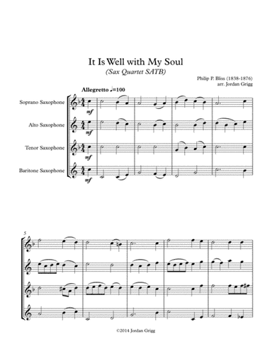 It Is Well with My Soul (Sax Quartet SATB) (arr. Jordan Grigg)