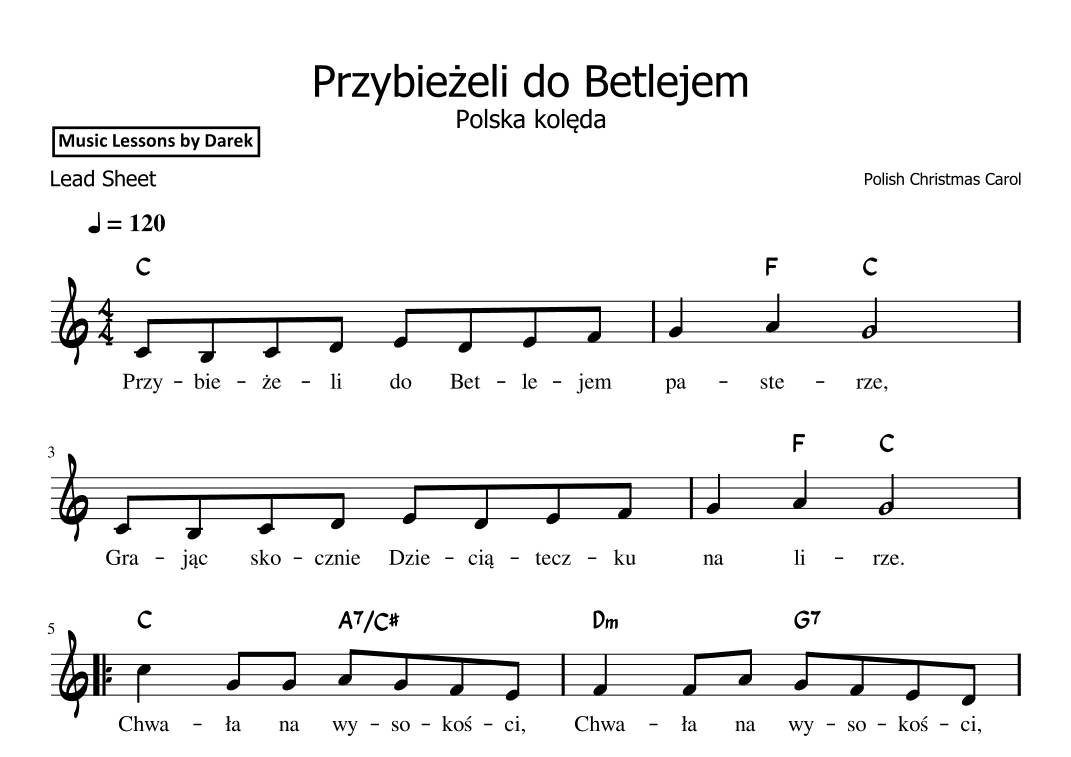 Przybiezeli do Betlejem (Polish Christmas Carol) [Lead Sheet] (arr. Darek)