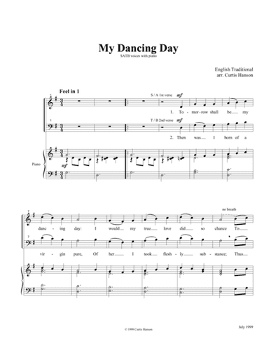 My Dancing Day (SATB) (arr. Curtis Hanson)