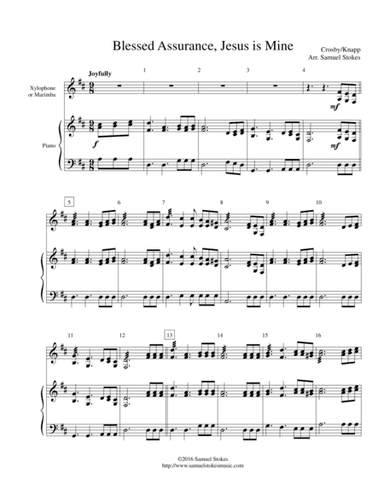 Blessed Assurance - xylophone/marimba with piano accompaniment (arr. Samuel Stokes)