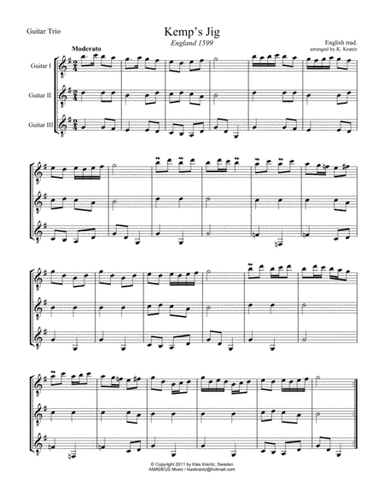 Kemp's Jig and Spilt Whiskey (Suo-gan) for guitar trio (arr. K. Krantz)