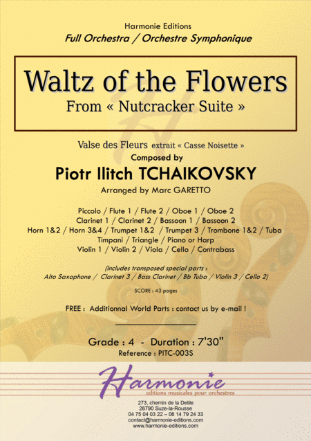 Waltz of the Flowers - Nutcracker - TCHAIKOVSKY - Arranged for Full Modern Orchestra by Marc GARETTO (arr. Marc GARETTO)