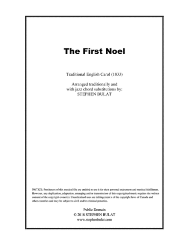 The First Noel - Lead sheet arranged in traditional and jazz style (key of D) (arr. Stephen Bulat)