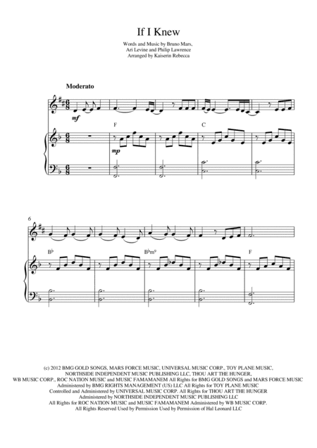 If I Knew (arr. Kaiserin Rebecca)