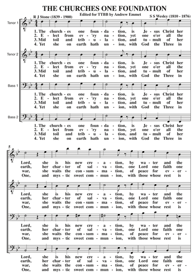 The Churches One Foundation A Cappella TTBB (arr. Edited by Andrew Emmet)