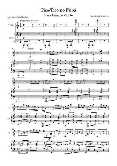 "Tico-Tico no Fubá" for guitar and piano duo. (arr. João Balducci)