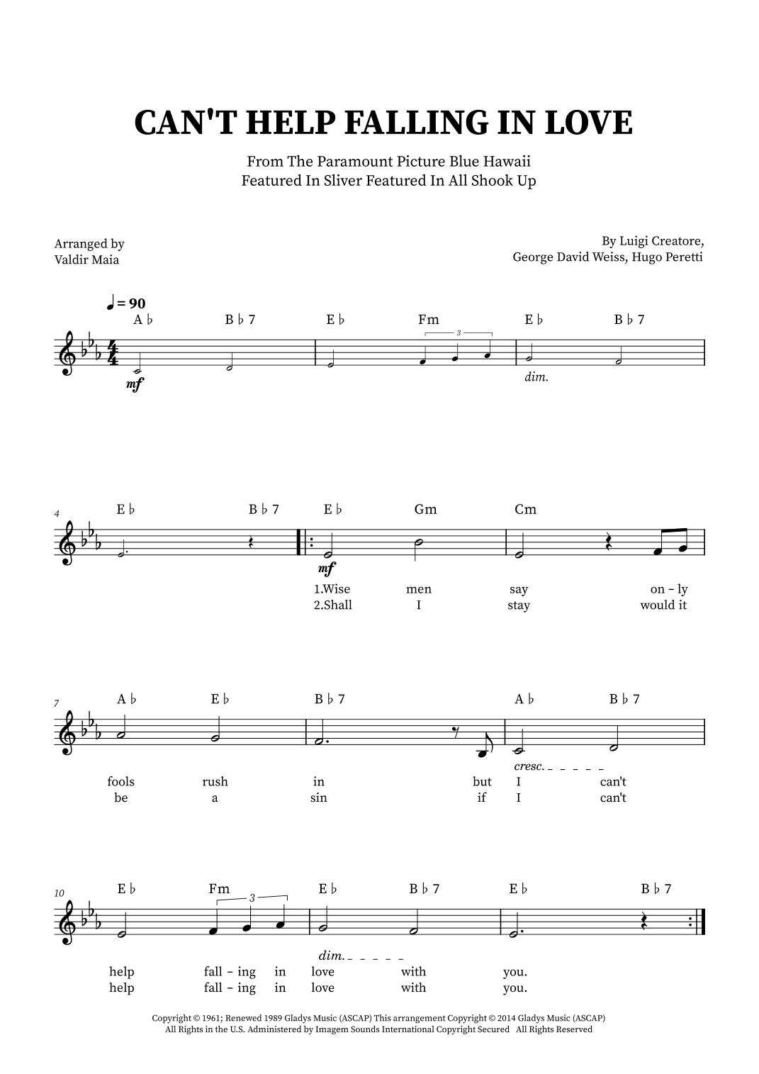 Can't Help Falling In Love (arr. Valdir Maia)