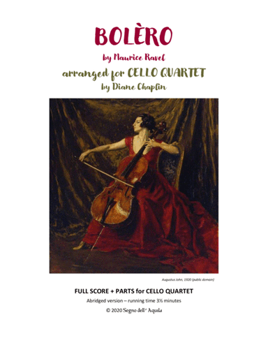 Bolero for Cello Quartet (arr. Diane Chaplin)