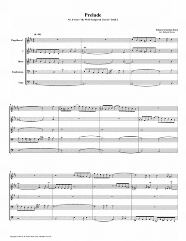 Prelude 04 from  Well-Tempered Clavier, Book 1 (Conical Brass Quintet) (arr. Richard Byrnes)