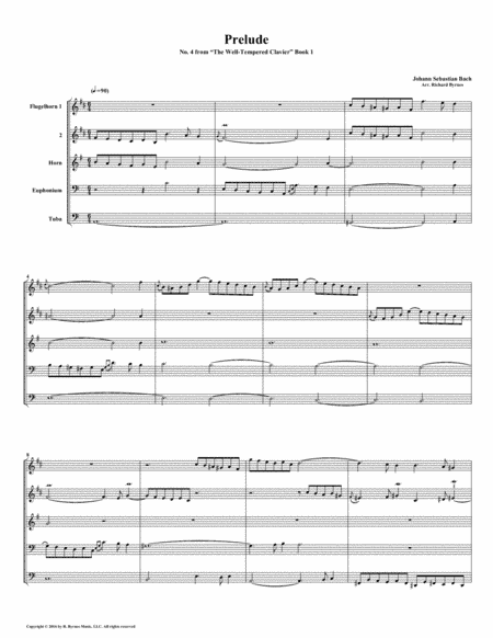 Prelude 04 from Well-Tempered Clavier, Book 1 (Conical Brass Quintet) (arr. Richard Byrnes)