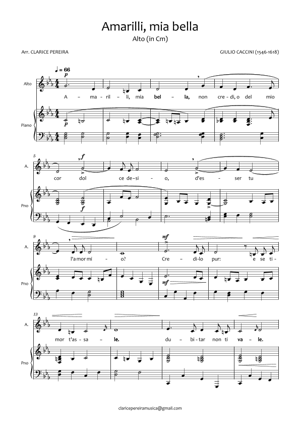 Amarilli, mia bella (arr. Clarice Pereira)