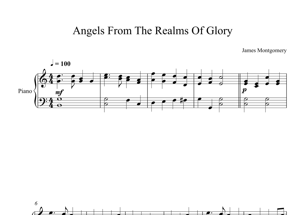Angels From The Realms Of Glory - James Montgomery (Piano) (arr. Digital Book Music)