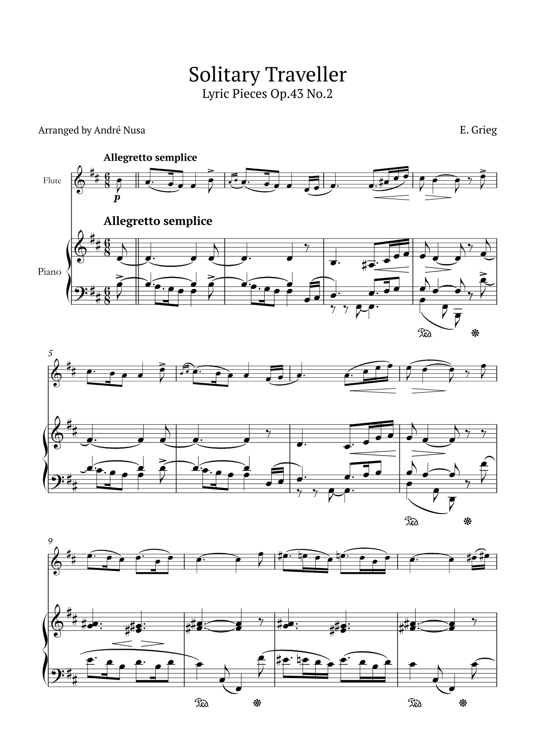 Lyric Pieces Op.43 No.2 (arr. André Nusa)