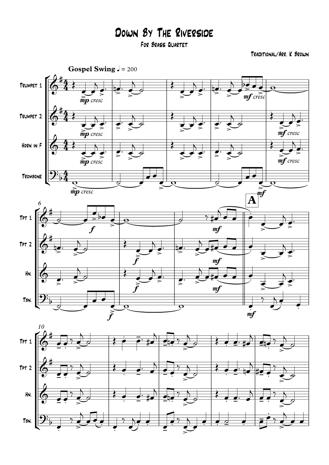 Down By The Riverside - Brass Quartet (arr. Katie Brown)