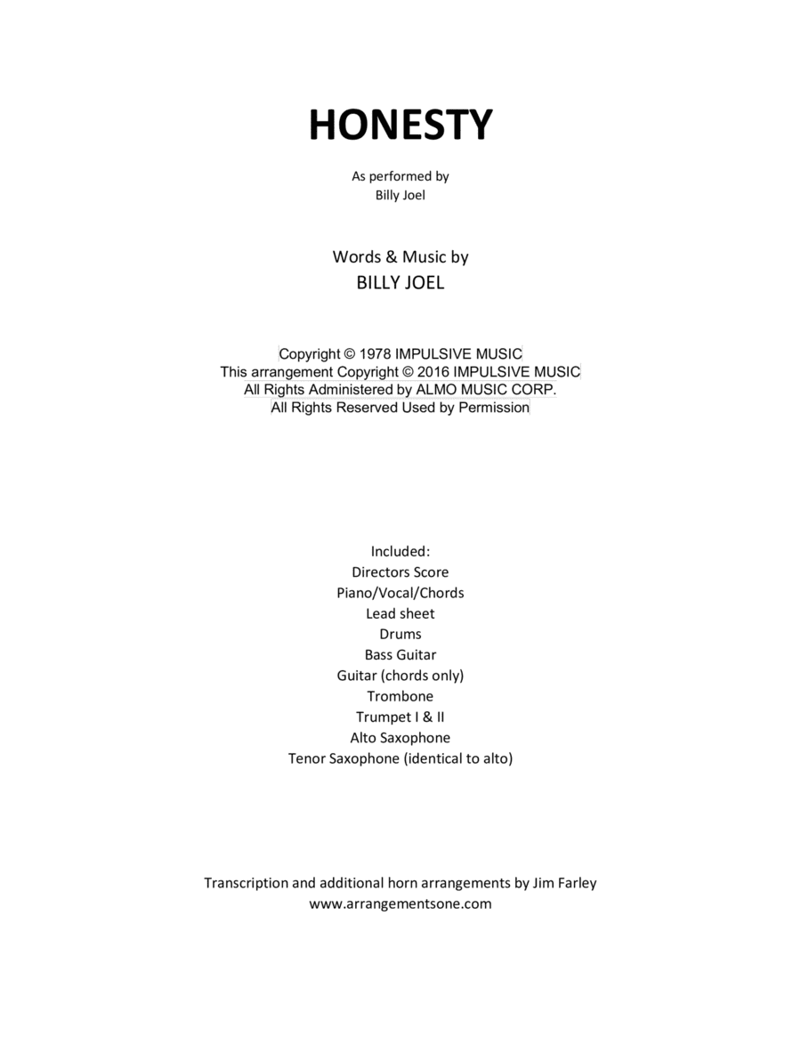 Honesty (arr. Jim Farley www.arrangementsone.com)