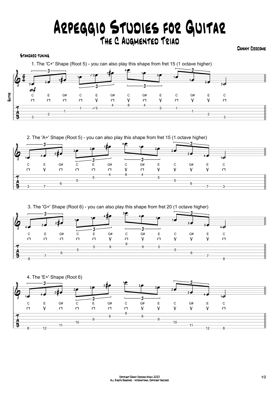 Arpeggio Studies for Guitar - The C Augmented Triad