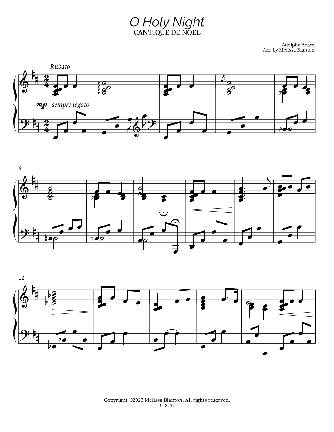 O Holy NIght (arr. Melissa Blanton)