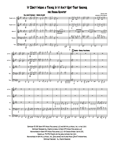 It Don't Mean A Thing (if It Ain't Got That Swing) (arr. David Kosmyna)