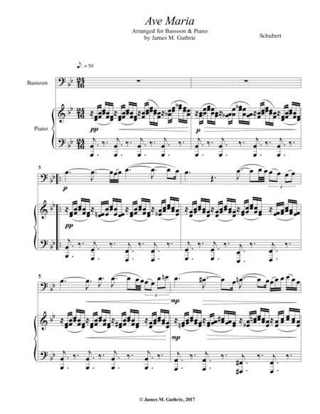 Schubert: Ave Maria for Bassoon & Piano (arr. James M. Guthrie, ASCAP)