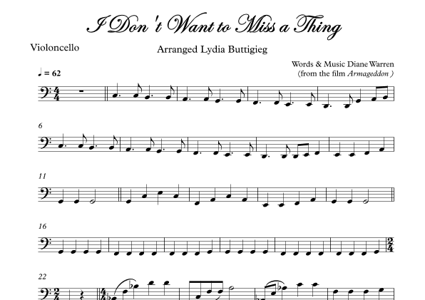 I Don't Want To Miss A Thing (arr. Dr Lydia Buttigieg)