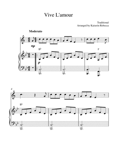 Vive L'amour (for Bb trumpet solo and piano accompaniment) (arr. Kaiserin Rebecca)
