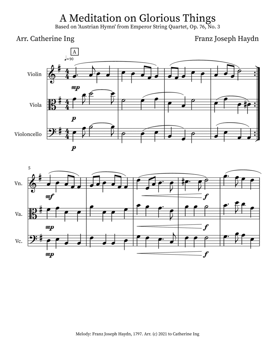 A Meditation on Glorious Things - String Trio (arr. Catherine Ing)