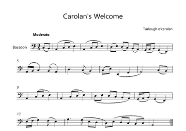 Carolan's Welcome - Bassoon Lead Sheet (arr. Victor Araújo)
