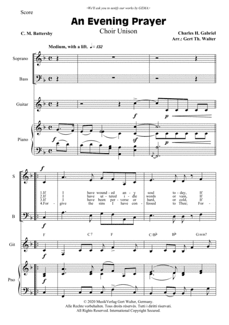 An Evening Prayer (arr. Gert Th. Walter)