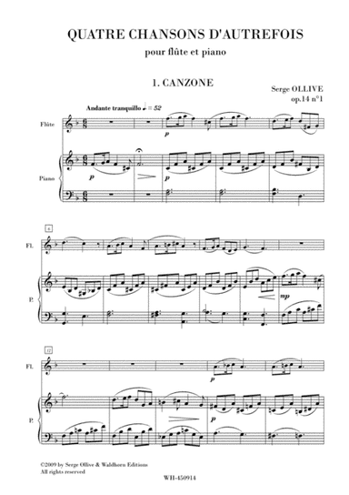 4 CHANSONS D'AUTREFOIS, OP. 14