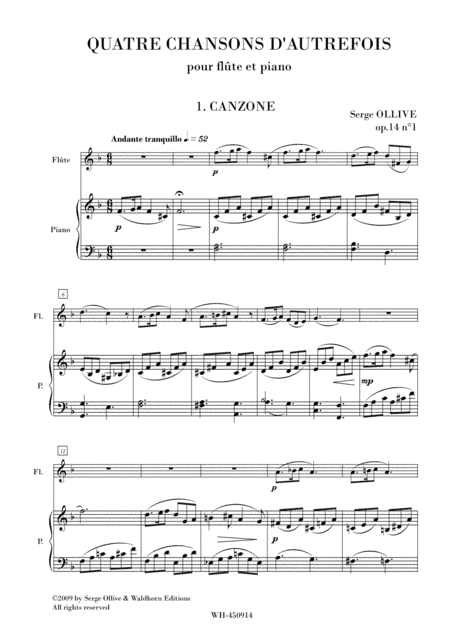 4 CHANSONS D'AUTREFOIS, OP. 14