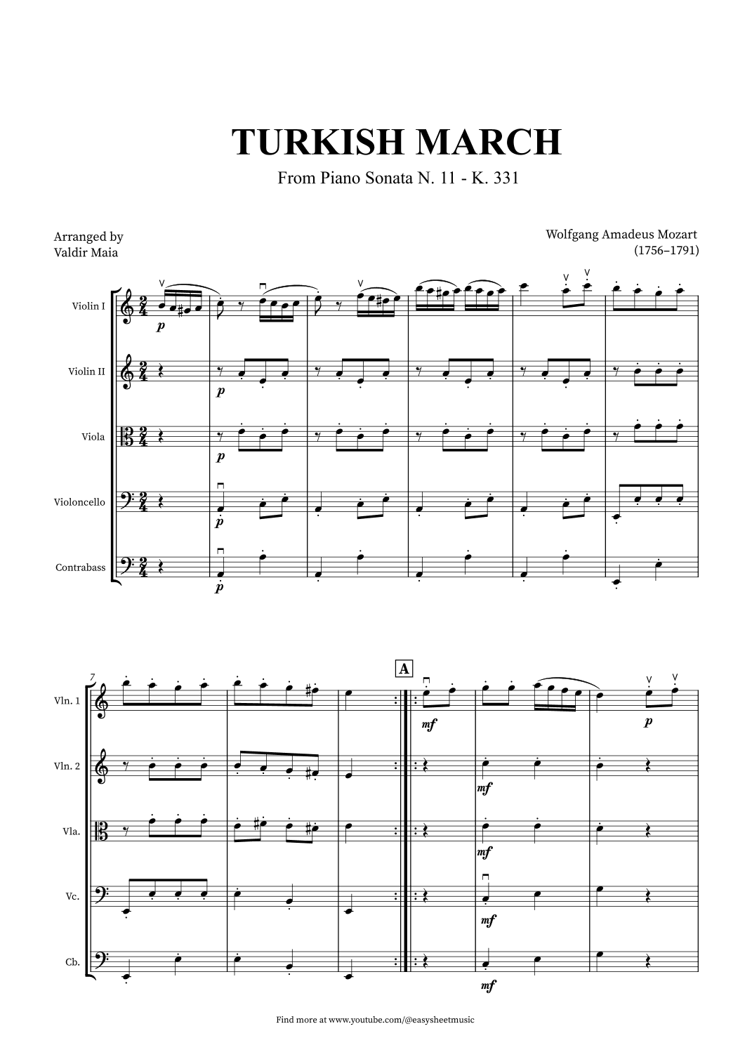 Turkish March - String Quintet (arr. Valdir Maia)