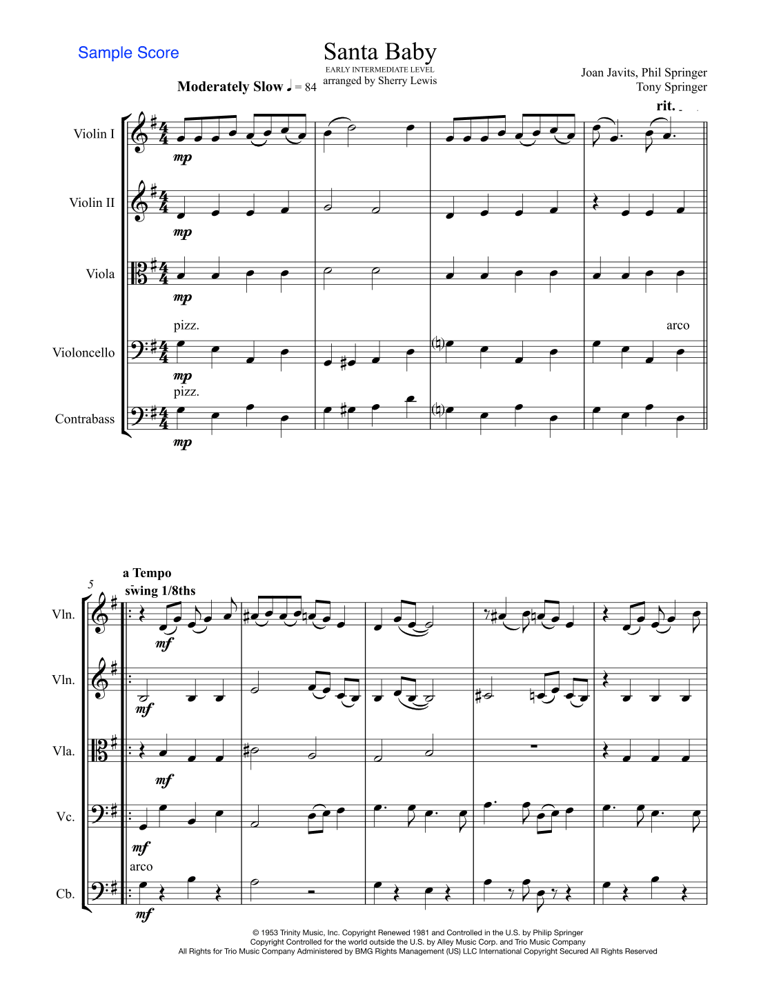 Santa Baby (arr. Sherry Lewis Publishing)