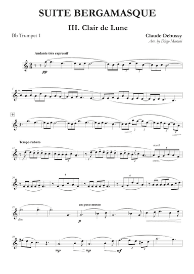 Clair de Lune from "Suite Bergamasque" for Brass Quartet (arr. Diego Marani)
